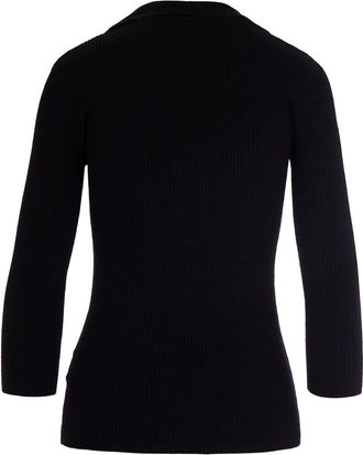 Elisabetta Franchi Womens Ribbed Top Black Ly - Pa Se Jumpers / Sweater