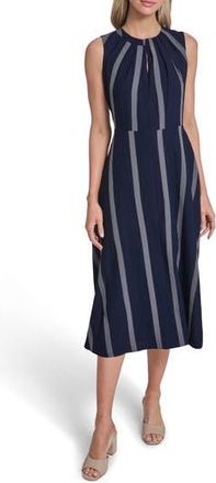 Calvin Klein Stripe Midi Dress in Indigo/White at Nordstrom Rack, Size 12