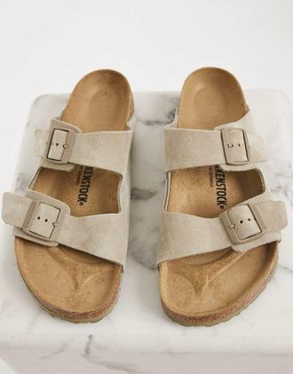 Birkenstock Arizona - Sandali scamosciati kaki sbiadito-Verde