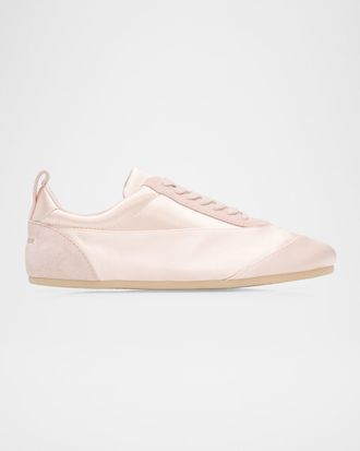Jil Sander Etage Satin and Suede Low-Top Sneakers
