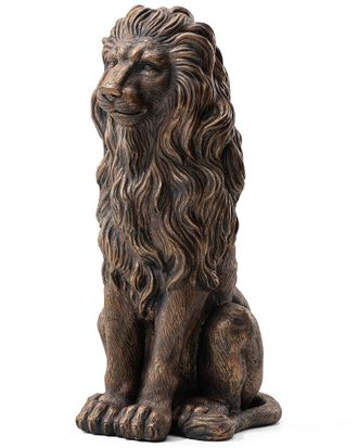 Glitzhome Handmade Oversized Sitting Lion Garden Statue