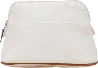 Herm&egrave;s Pre-owned Clutches, female, White, Size: ONE SIZE Pre-owned Canvas Pouch