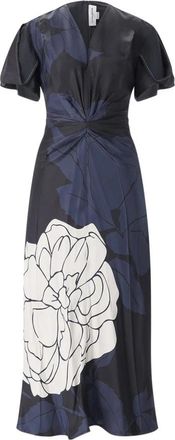 Victoria Beckham Midi Jurk - Dames - Casual kleedjes - Zwart - M - Leer - Kleedjes