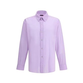 Tom Ford Casual Shirts, male, Purple, XL, Cotton Shirt with Asymmetrical Hem