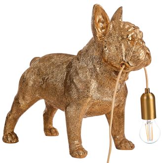 Beliani L&aacute;mpara De Mesa Con Tem&aacute;tica Animal L&aacute;mpara De Noche Con Forma De Perro L&aacute;mpara De Lectura Para Dormitorio Dorado Baxter