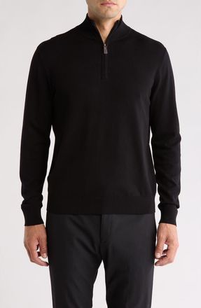 Tom Baine Solid Quarter Zip Pullover in Black at Nordstrom Rack, Size Xx-Large