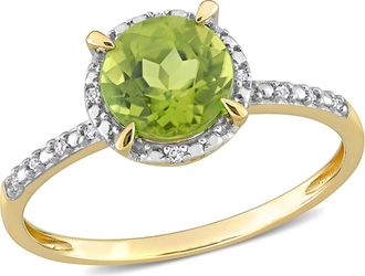 Mimi & Max 1 1/2ct TGW Peridot Halo Ring with Diamond accents in 10k Yellow Gold
