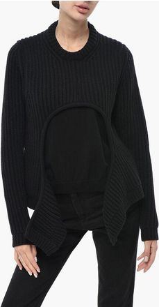 Off-white Cotton-Blend Sweater METEOR With Double-Fabric Detail size 42