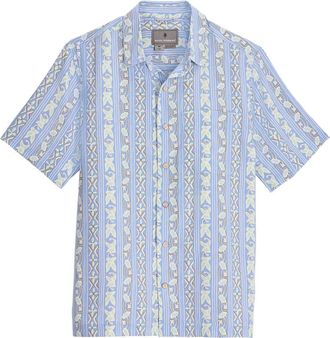 Royal Robbins Camino Pucker Short Sleeve Recycled Polyester Button-Up Shirt in Freshwater Botanist at Nordstrom, Size Xx-Large