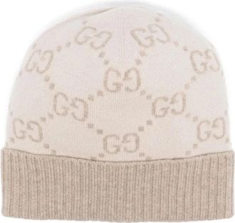 Gucci Nuancie G Monogram Kasjmier Beanie - unisex - Hoeden - Beige - S - Kasjmier - Accessoires