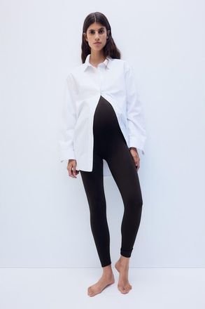 H&M Mama Seamless Ribbed Leggings in Dark Brown at Nordstrom, Size Xx-Large