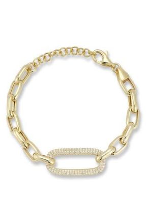 Chloe and Madison Cubic Zirconia Pav&eacute; Chain Bracelet in Gold at Nordstrom Rack
