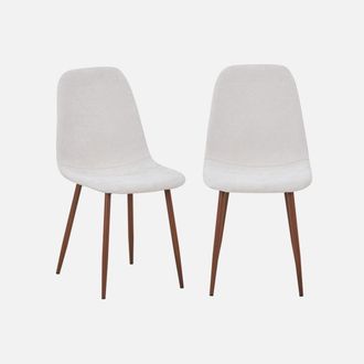 Sweeek Silla De Madera Y Tela Con Patas Color Nogal, Set De 2