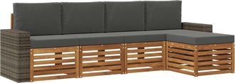vidaXL Conjunto De Sof&aacute;s De Exterior 5 Uds. Natural Y Antracita Vidaxl