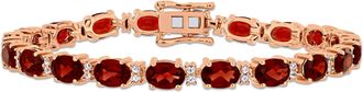 Mimi & Max 19 5/8 CT TGW Garnet and White Sapphire Tennis Bracelet in Rose Plated Sterling Silver