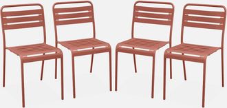 Sweeek Sweeek - Silla De Jard&iacute;n De Acero, Set De 4, Amelia, Terracotta, 44x52x79 Cm