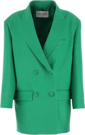 Valentino Garavani Womens Green Crepe Couture Oversize Blazer - Dark Green Wool - Size EU 34 (Womens)