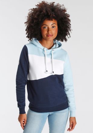 Kangaroos Hoodie KANGAROOS, Damen, Gr. 32/34, blau (marine, hellblau), angeraute Sweatware, Obermaterial: 80% Baumwolle, 20% Polyester, bedruckt, figurumspielen