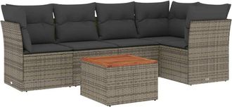 vidaXL Set De Muebles De Jard&iacute;n 6 Pzas Y Cojines Rat&aacute;n Sint&eacute;tico Gris Vidaxl