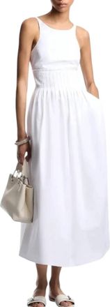 Emporio Armani Womens Cotton Pleated Midi Dress In Optical White