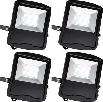 Loops 4 PACK Slim Outdoor IP65 Floodlight - 100W Daylight White LED - High Output