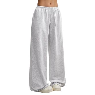 Generic Womens Casual Stretch Pull On Wide Leg Trousers Ladies Elasticated Smocked Waist Lounge Pants with Pockets Black Blue Brown Grey Pink White Green Khak