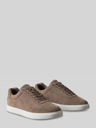 Calvin Klein Sneaker aus echtem Rindsleder mit Logo-Details in Taupe, Gr&ouml;&szlig;e 40