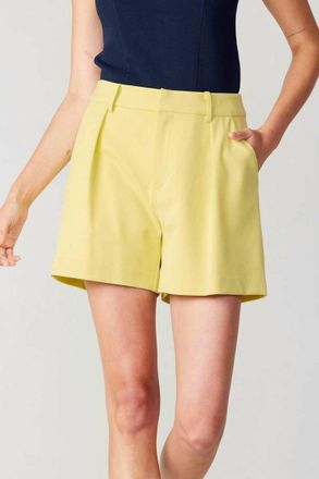 Current Air Shelby Pintucked Shorts In Lemon Sherbet
