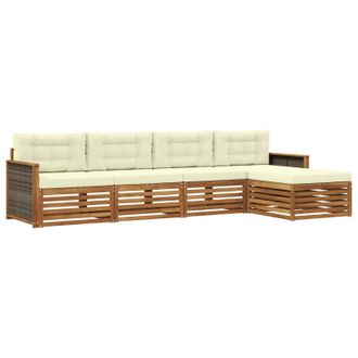 vidaXL Conjunto De Sof&aacute;s De Exterior Con Coj&iacute;n 5 Pcs Natural Y Crema Vidaxl
