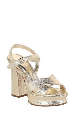 Ferragamo Sonya Metallic Leather Platform Sandal in Gold at Nordstrom Rack, Size 10.5