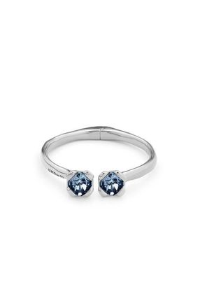 UNOde50 Sterling silver-plated bangle bracelet with inner spring and two blue crystals at Nordstrom, Size Medium