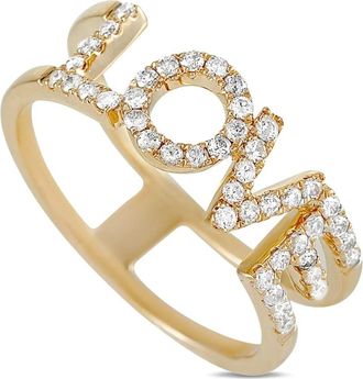 Luxury Bazaar Anello Love in oro giallo 14 carati con diamanti