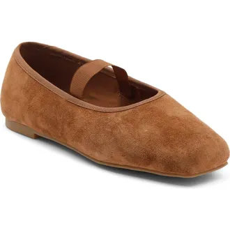 Steve Madden Reyana Mary Jane Ballet Flat in Chestnut Suede at Nordstrom Rack, Size 6.5