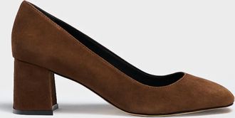 Marion Parke Womens Block Heel Pumps In Mocha Suede