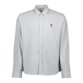 Ami Overhemden, Heren, Blauw, L, Katoen, Gestreept Hart Vriend Overhemd