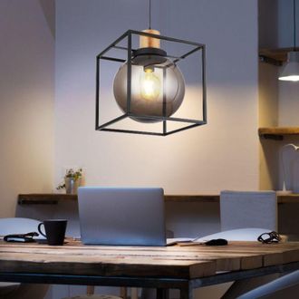 Globo Lighting Lampada a sospensione a sfera lampade a sfera soggiorno luci a sospensione sala da pranzo, palla di fumo in metallo, 1x E27, LxLxH 28 x 28 x 120 cm