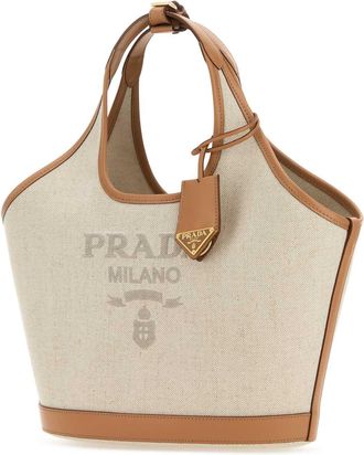 Prada Womens Sand Canvas Handbag Naturale Borse A Mano Bag