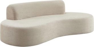 Sweeek Sof&aacute; con forma curva de tela chenilla, 3 plazas, beige