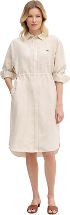 Lacoste Oversized Linnen Blend Shirt Dress - Dames - Shirt Kleedjes - Beige - L - Linnen - Kleedjes