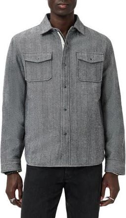 John Varvatos Jameson Herringbone Snap Jacket in Smoked Pearl Grey at Nordstrom Rack, Size 50