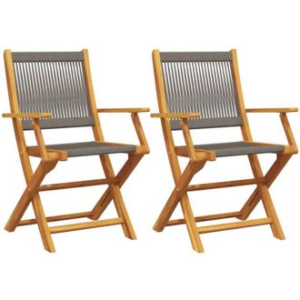 vidaXL Vidaxl - Sillas De Jard&iacute;n 2 Uds Madera Maciza Acacia Polipropileno Gris