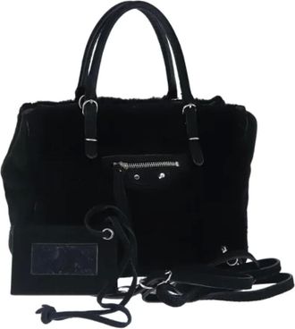 Balenciaga Pre-owned Tote Bags, female, Black, Size: ONE SIZE Pre-owned Vintage Suede Tote Bag