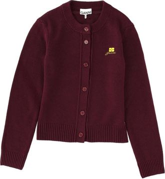 Ganni Brown Logo Round Neck Sweater
