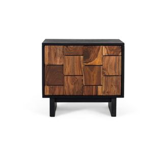 Giner&Colomer Mesita de noche en madera de mango y sheesam efecto tridimensional
