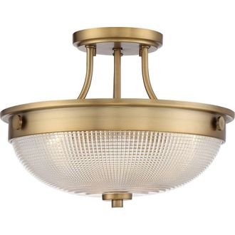 Netlighting Mantle 2 Light SemiFlush Weathered Brass E27 in Yellow