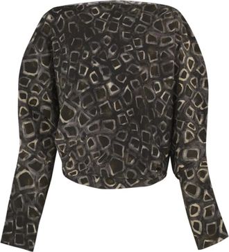 Cortana Irma- top in zijde met yasu print- - Dames - Blouses - Zwart - XS - Leer - Overhemden