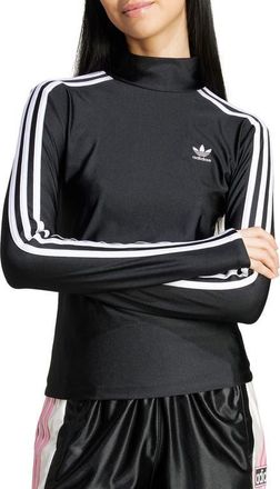 adidas 3-Stripes Turtleneck Long Sleeve Top in Black at Nordstrom, Size X-Small