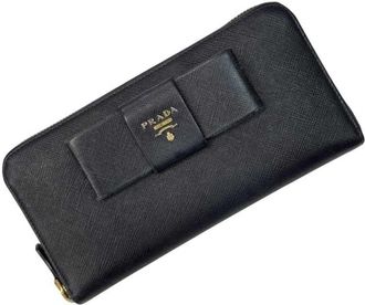 Prada Black Nero Saffiano Long Wallet (Bi-Fold) (Pre-Owned)