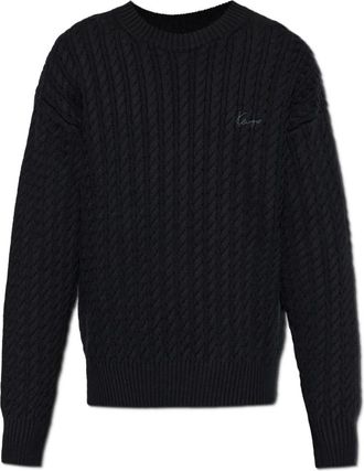 Kenzo Signature Geborduurd Breiwerk Trui - Heren - Ronde hals truien - Zwart - S - Katoen - Truien & Vesten