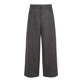 Alysi Pantaloni Lino Stretch Corti - - Trousers - Donna - Grigio - M